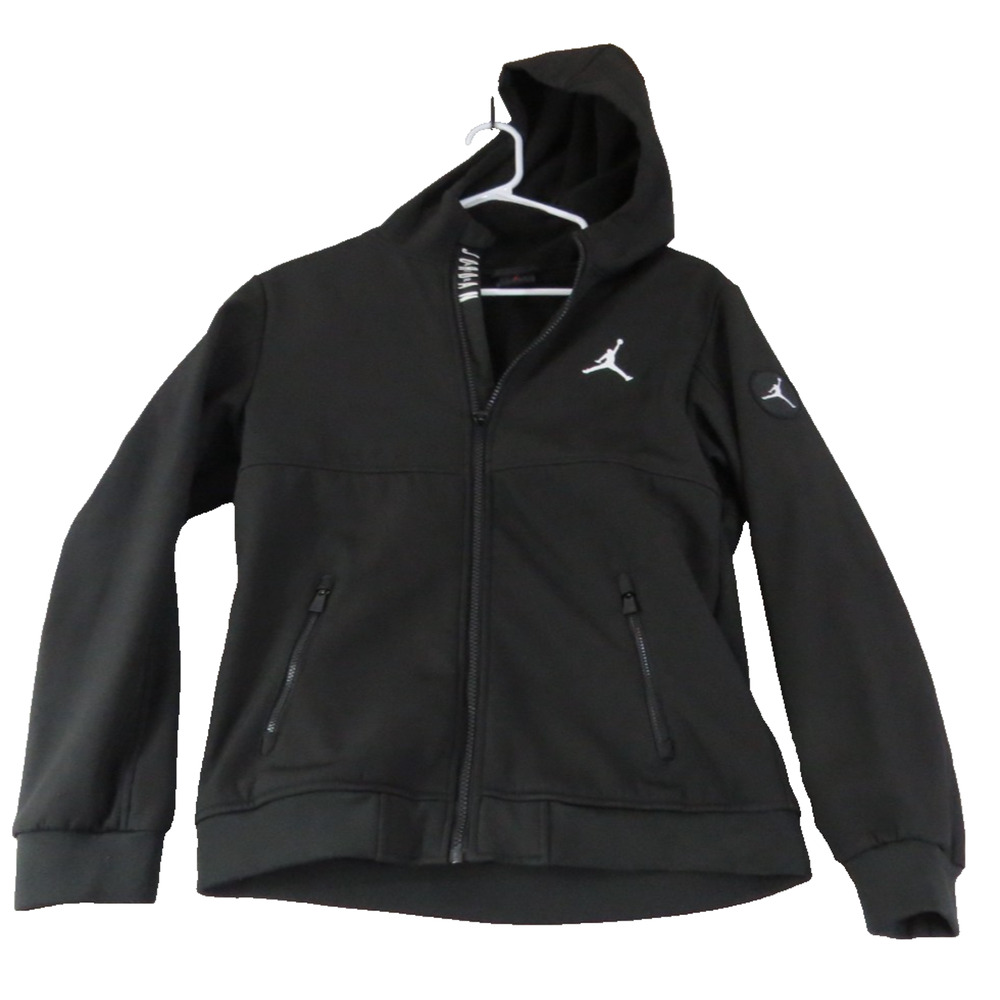 JORDAN Big Kids Soft Shell Full Zip Hooded Jacket Iron Grey‎ Size L (12/13) EUC